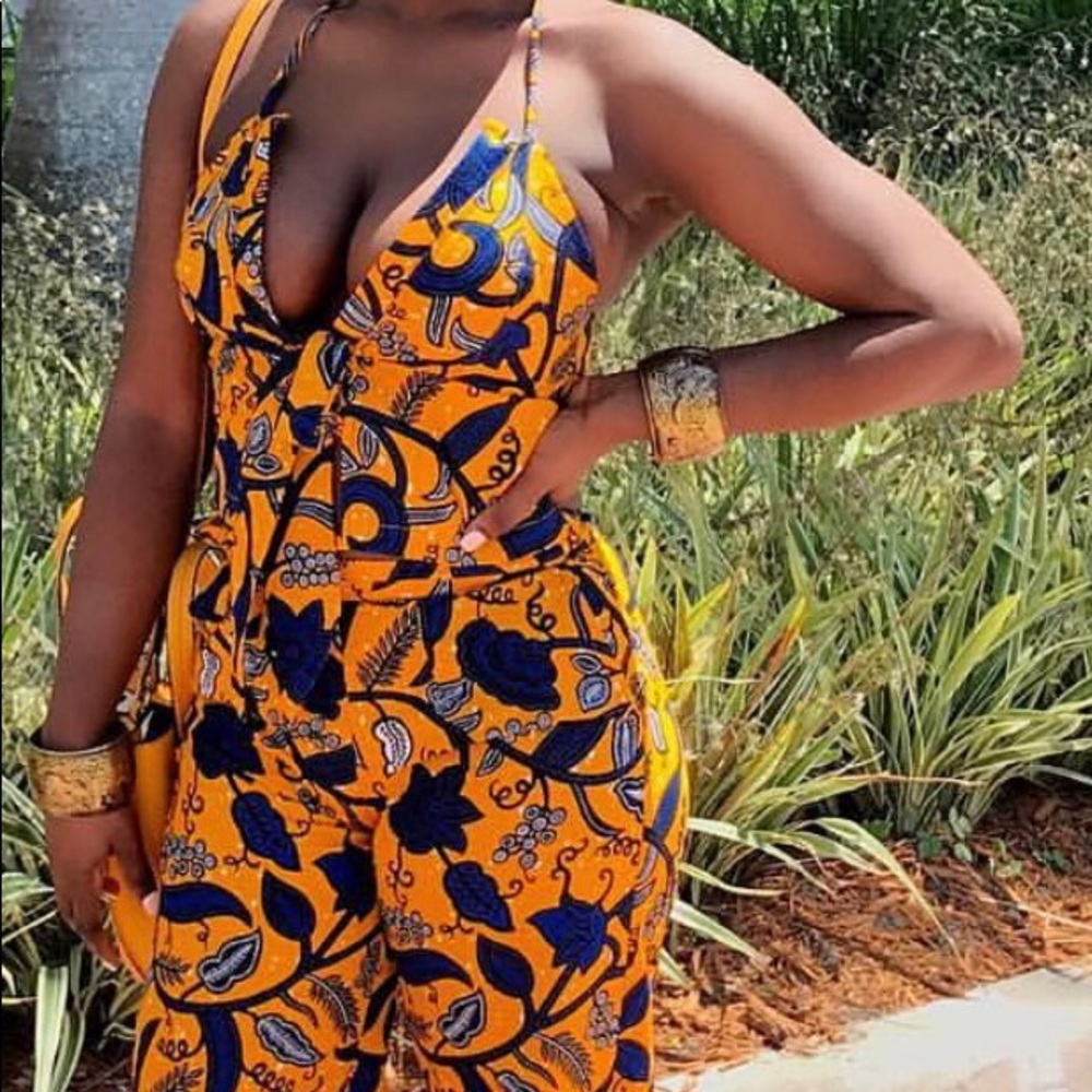 Ankara Wide Leg Pants with Bralette Set